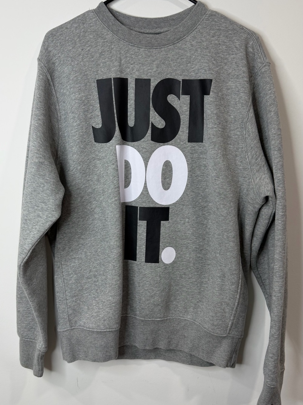 Nike Gray Crewneck Sweatshirt with Bold "JUST DO IT." Graphic